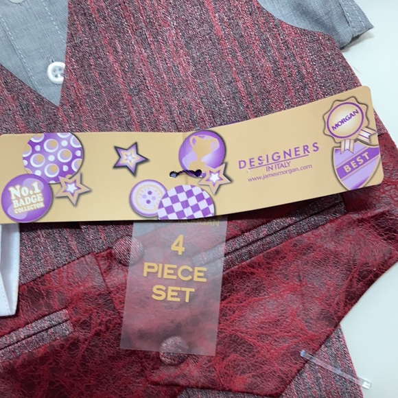 James Morgan 4 pc Vest Bow Tie Button Down Suit - Picture 4 of 11